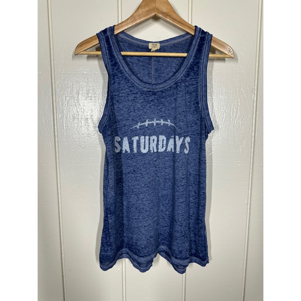 True Craft Tank Top Women S Blue Saturdays Football Burnout Graphic Sleeveless